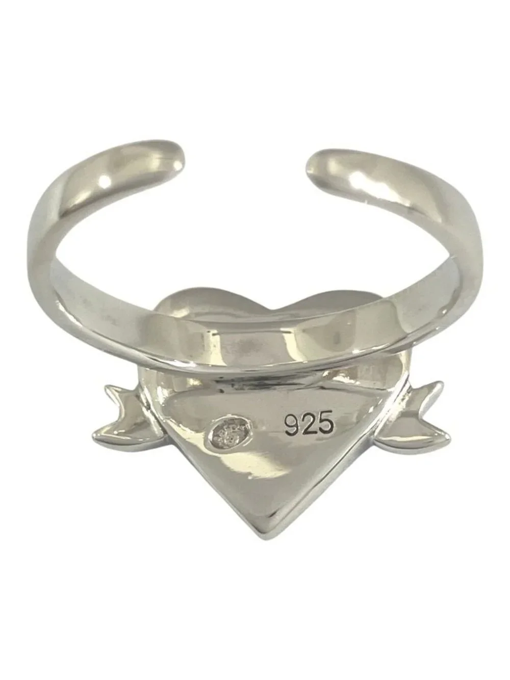 Dior Heart Ribbon Ring 925 Sterling Silver Vintage